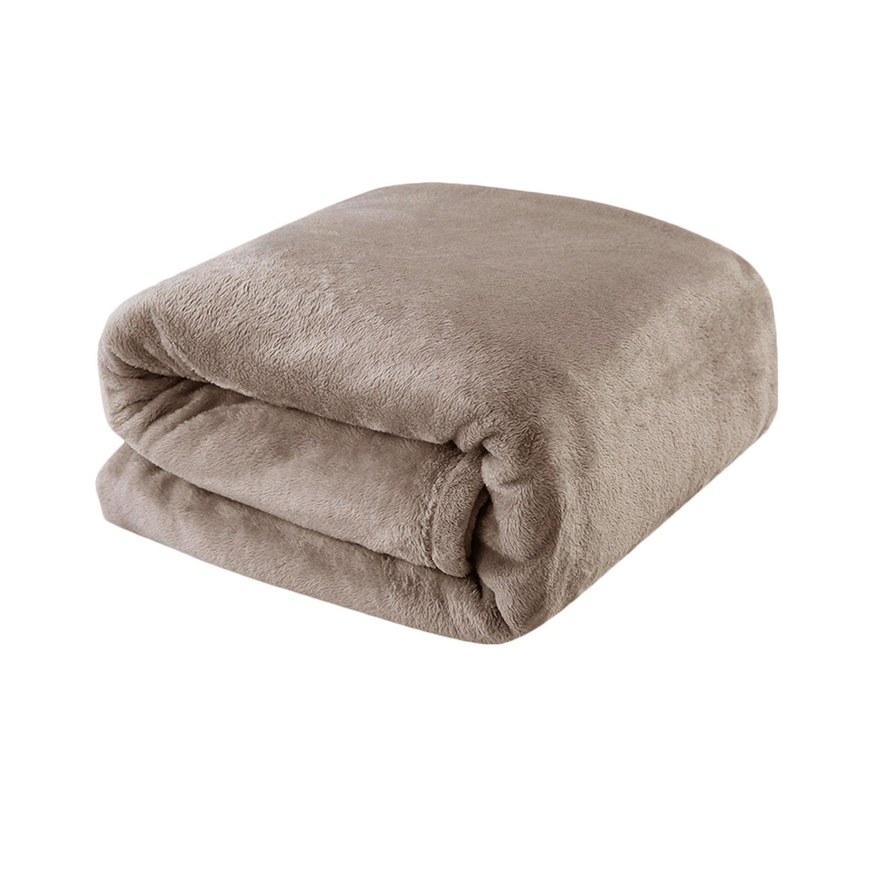 Light Weight Coral Fleece Blanket Brown Queen/ King - Harrogates