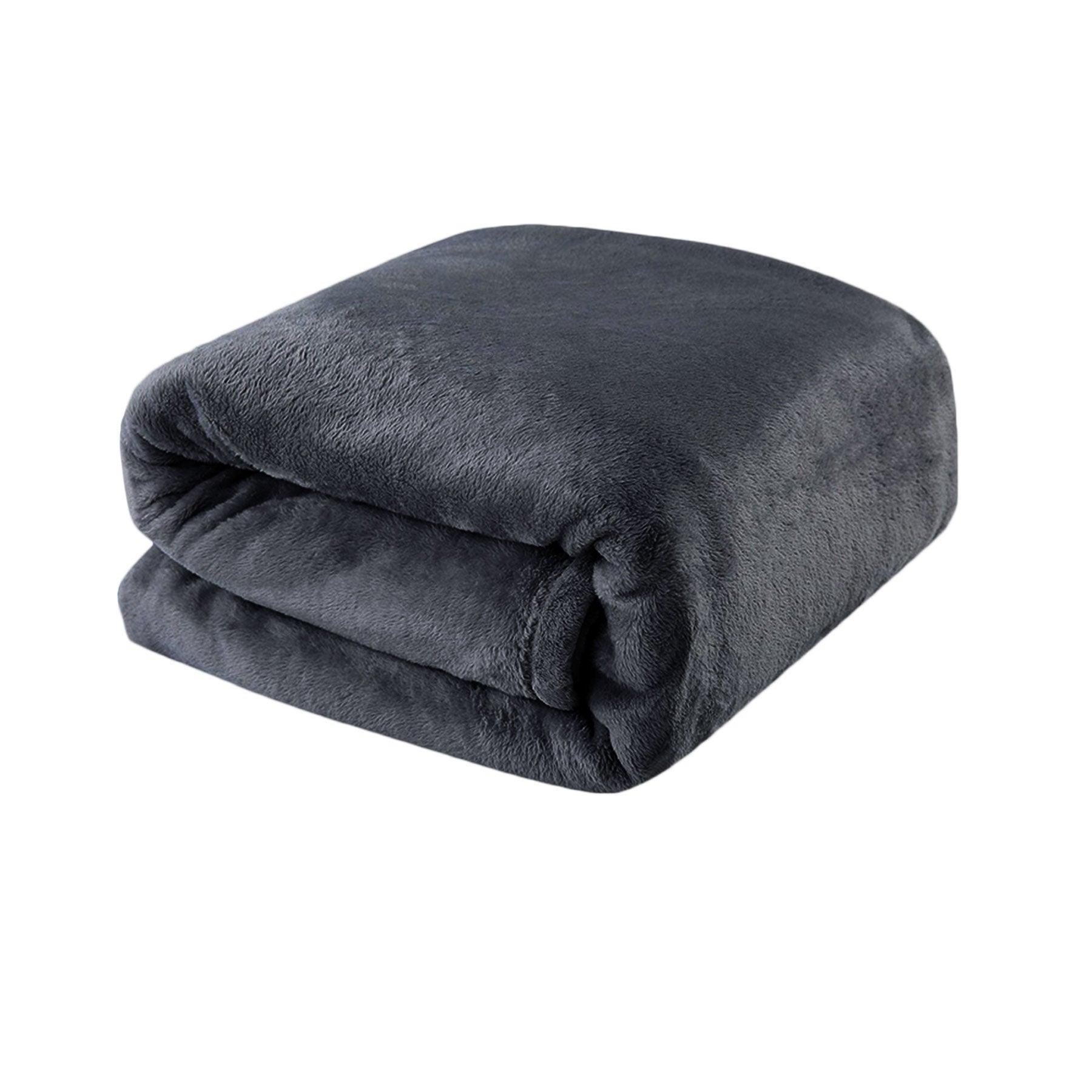 Light Weight Coral Fleece Blanket Charcoal Queen/ King - Harrogates