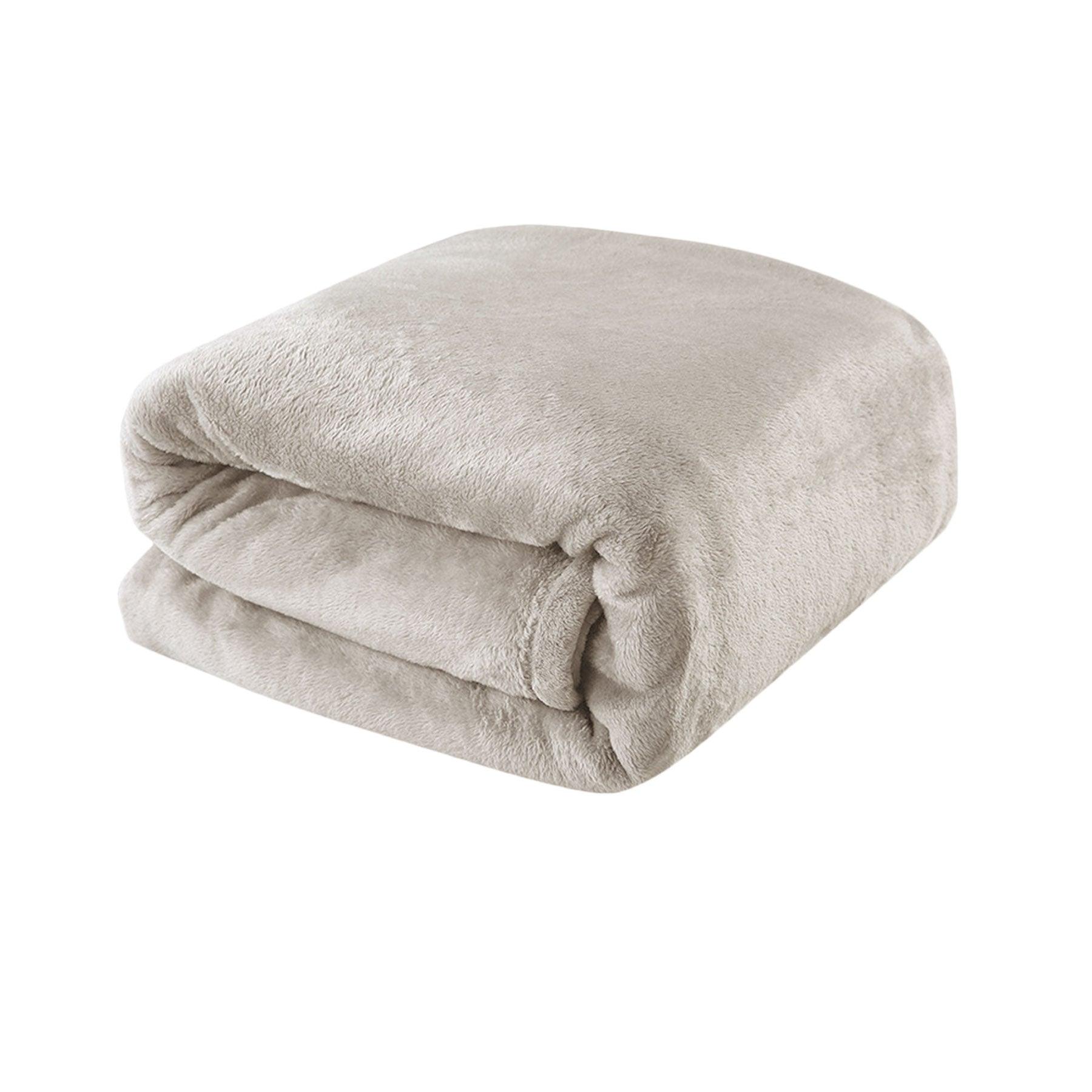 Light Weight Coral Fleece Blanket Oatmeal Queen/ King - Harrogates