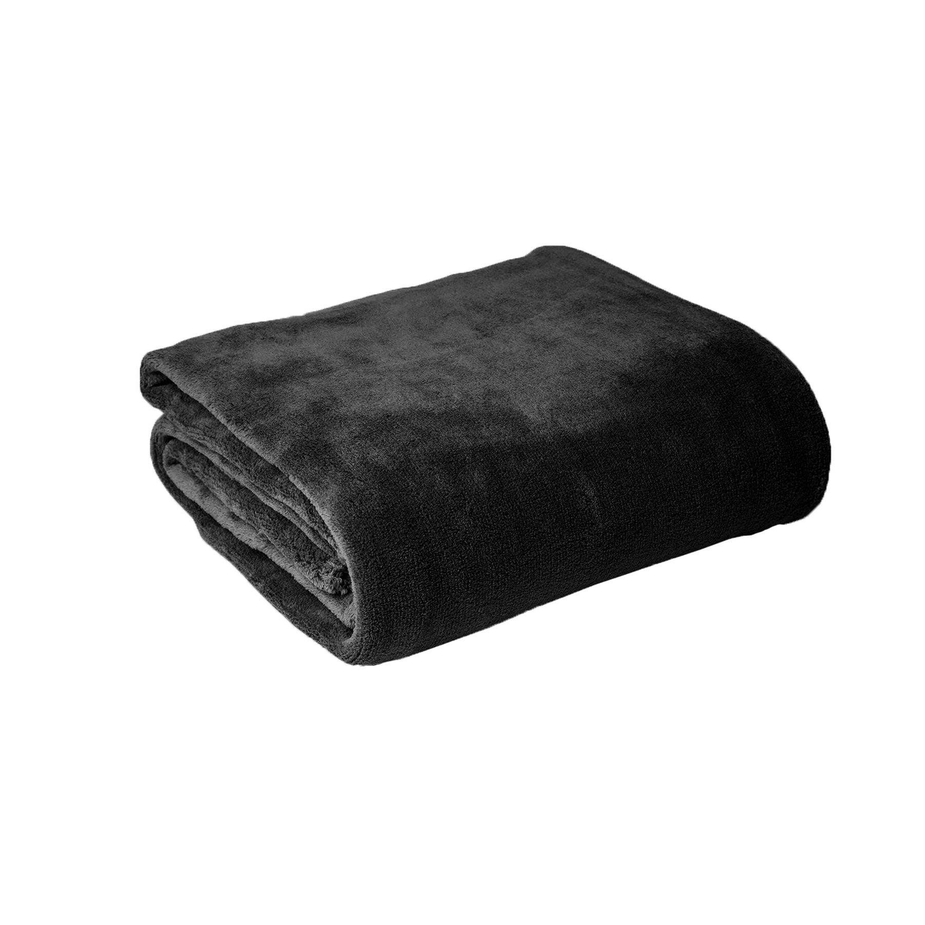 Hotel Living Super Soft Coral Fleece Blanket Single Charcoal - Harrogates