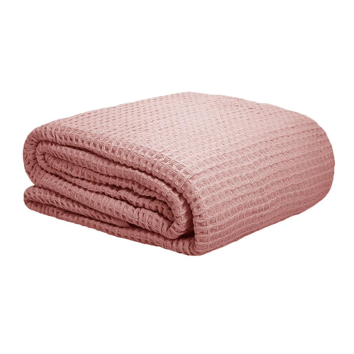 Cotton Waffle Blanket Dusty Pink Queen - Harrogates