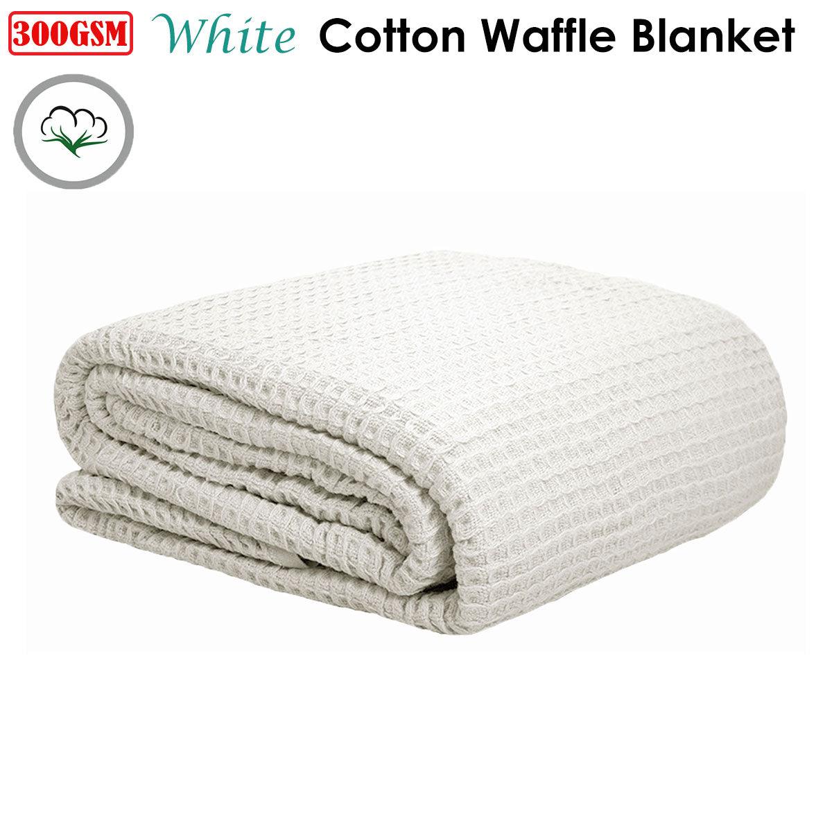 Cotton Waffle Blanket White Queen - Harrogates
