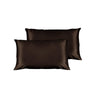 Pair of Satin Standard Pillowcases Chocolate 48 x 73 cm x 15cm (Flap) - Harrogates