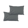 Pair of Solid Colour Microfiber Standard Pillowcases 48x73cmx15cm (Flap) Charcoal - Harrogates