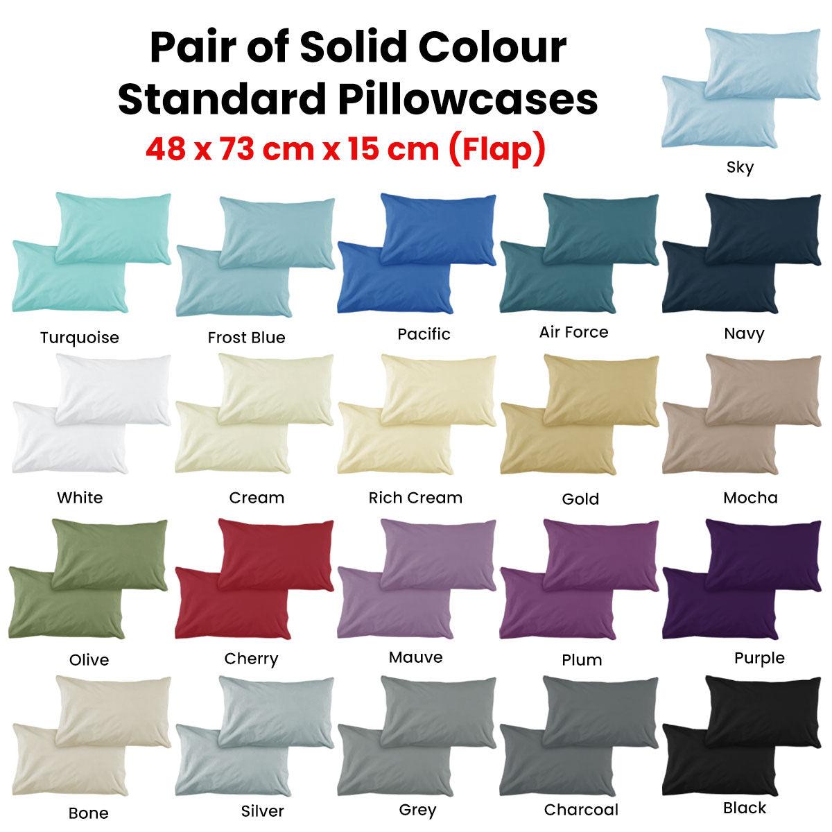 Pair of Solid Colour Microfiber Standard Pillowcases 48x73cmx15cm (Flap) Olive - Harrogates