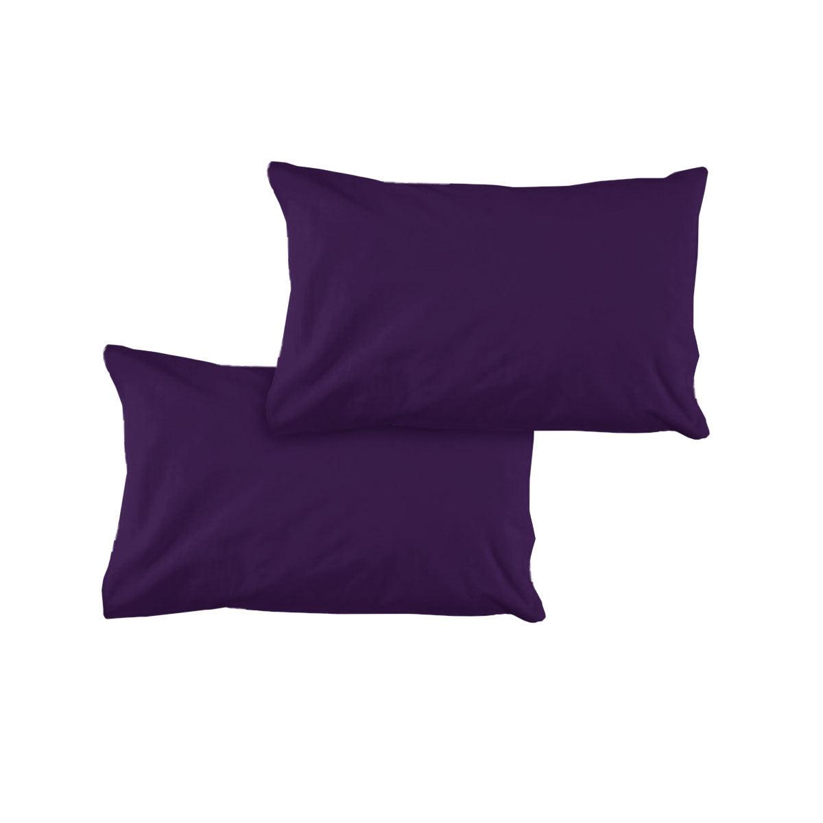 Pair of Solid Colour Microfiber Standard Pillowcases 48x73cmx15cm (Flap) Purple - Harrogates