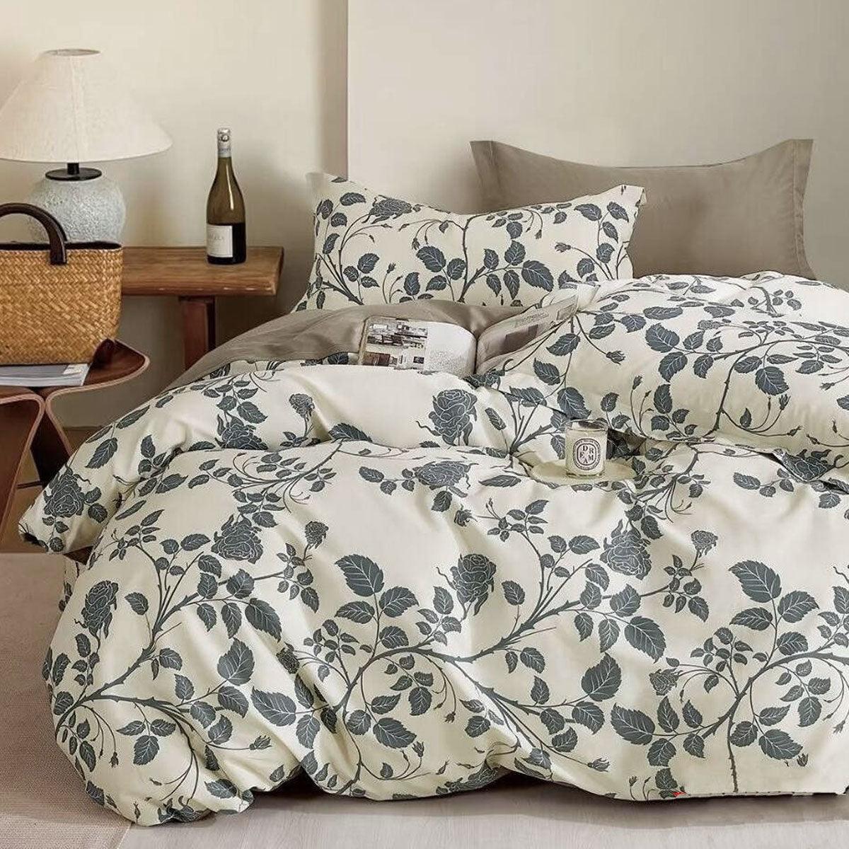 300TC Elisabeth Reversible Cotton Quilt Cover Set Queen - Harrogates