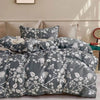 300TC Gardenia Charcoal Reversible Cotton Quilt Cover Set Queen - Harrogates