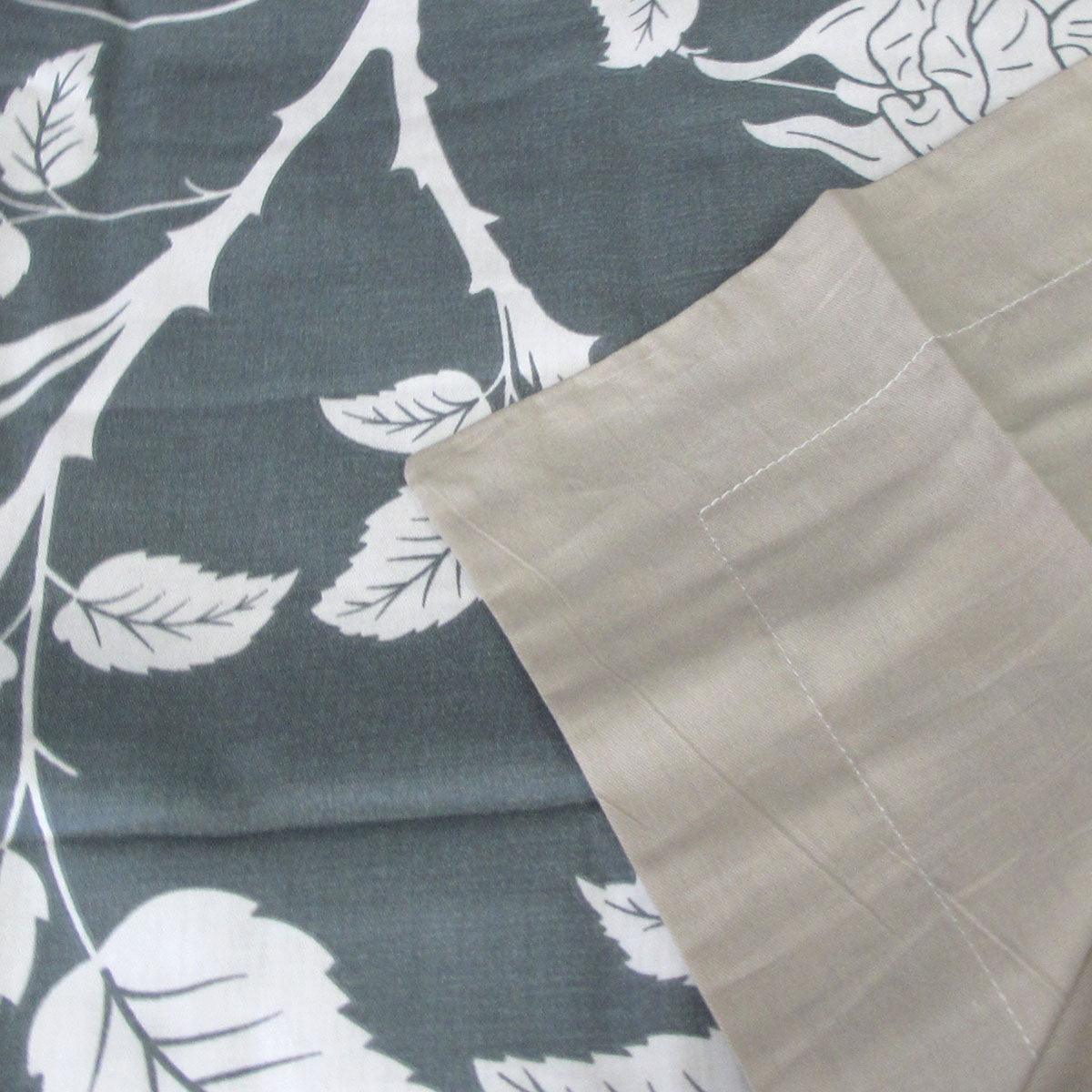 300TC Gardenia Charcoal Reversible Cotton Quilt Cover Set Queen - Harrogates