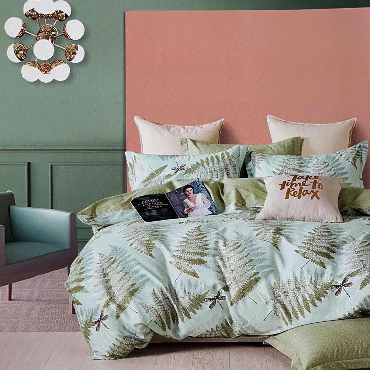 Echuca House 100% Cotton Reversible Quilt Cover Set Queen - Harrogates