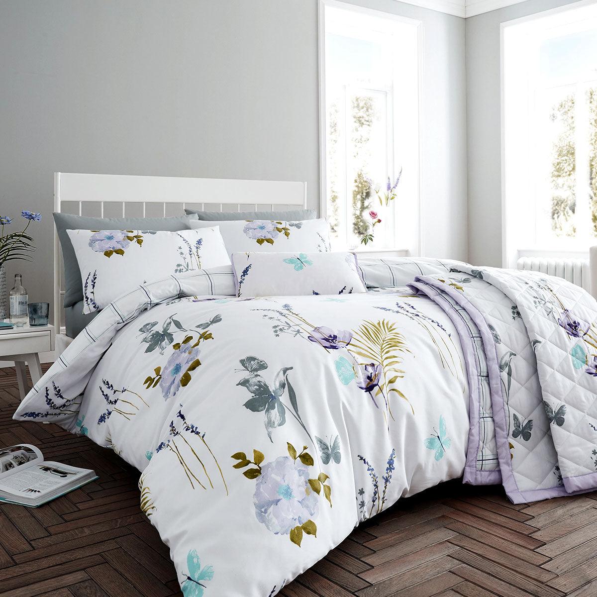 Flora Lilac Quilt Cover Set King - Harrogates