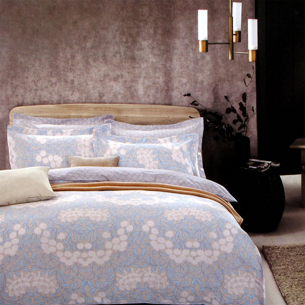 250TC Florence Cotton Reversible Quilt Cover Set Queen - Harrogates