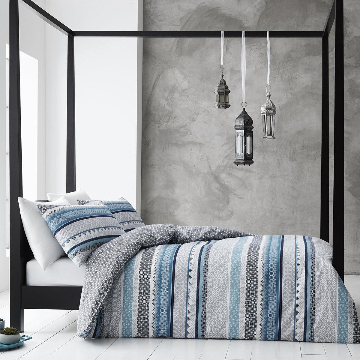 Gabrielle Blue Quilt Cover Set King - Harrogates
