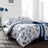 Ink Floral Blue Quilt Cover Set Queen - Harrogates