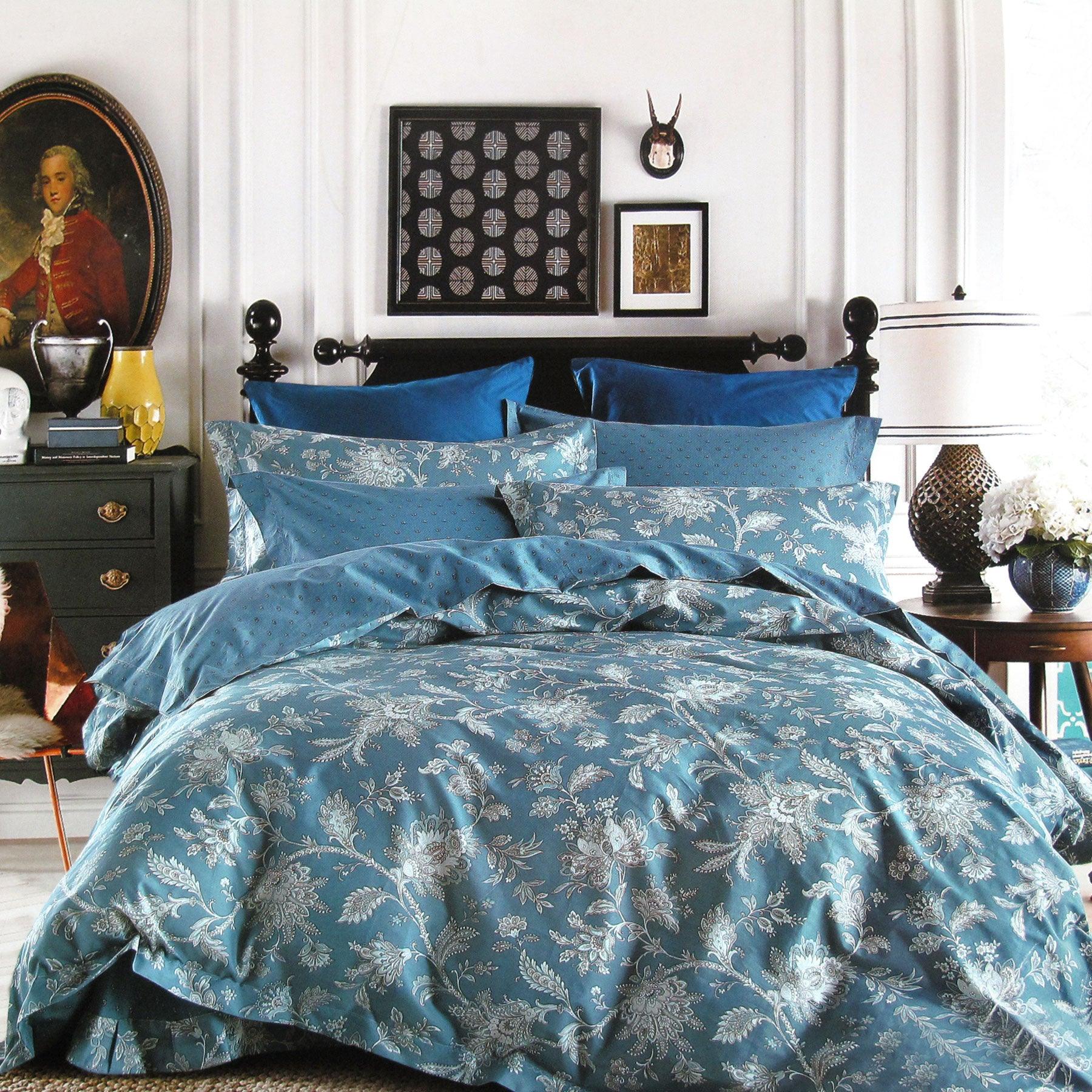 250TC Oliver Cotton Reversible Quilt Cover Set Queen - Harrogates