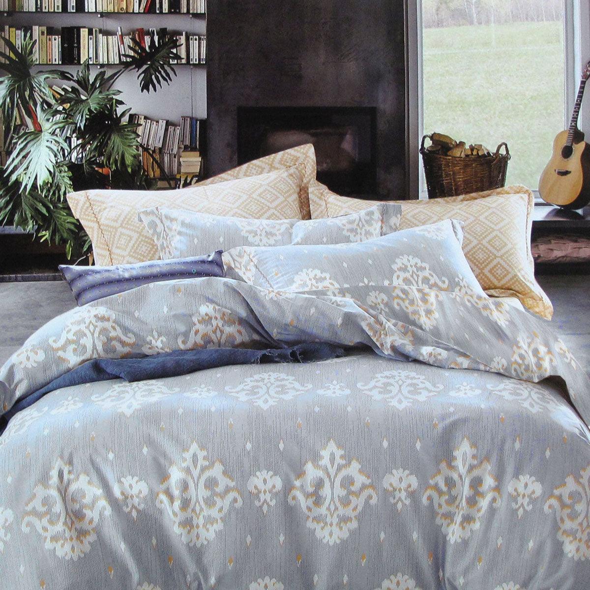 250TC Royal Damask Cotton Quilt Cover Set Queen - Harrogates