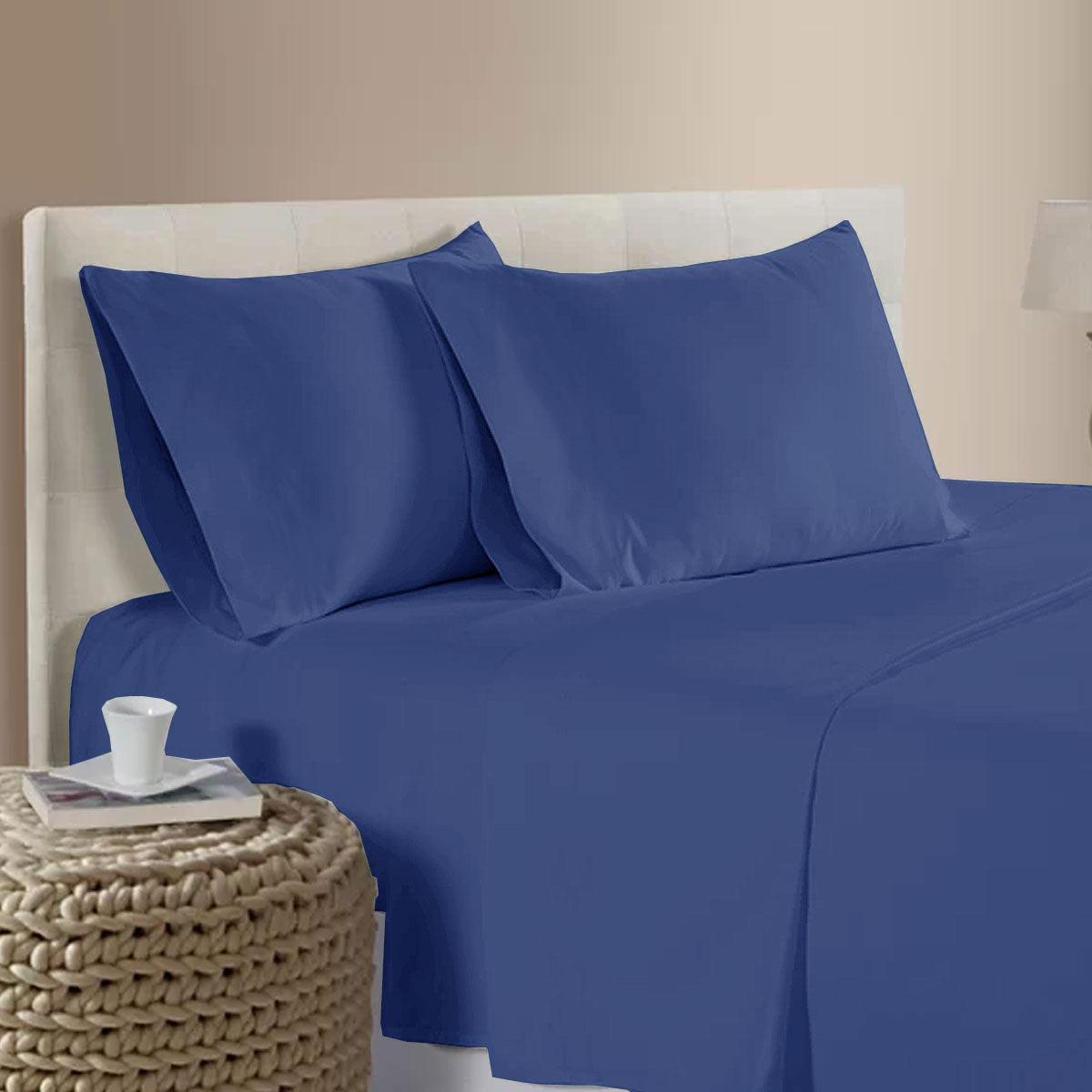 400TC Bamboo Cotton Sheet Set Blue Queen - Harrogates