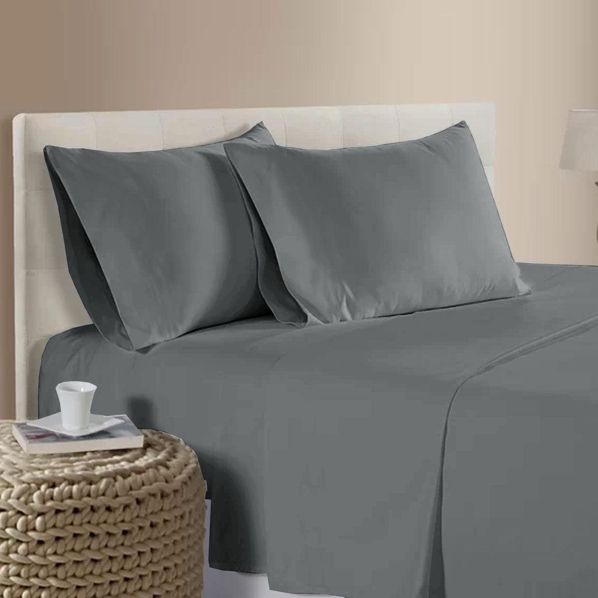 400TC Bamboo Cotton Sheet Set Pewter Queen - Harrogates