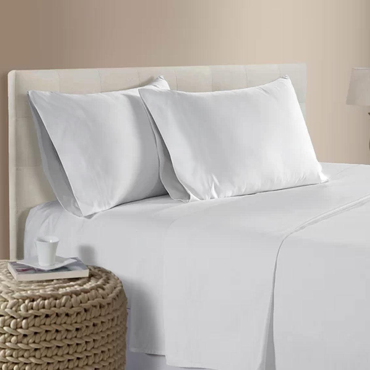 400TC Bamboo Cotton Sheet Set White Queen - Harrogates