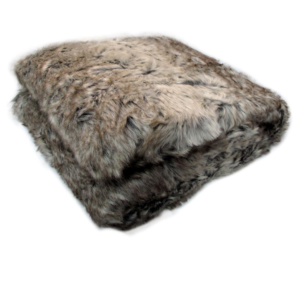 Faux Fur Animal Assorted Throw Rug Wolf - Harrogates