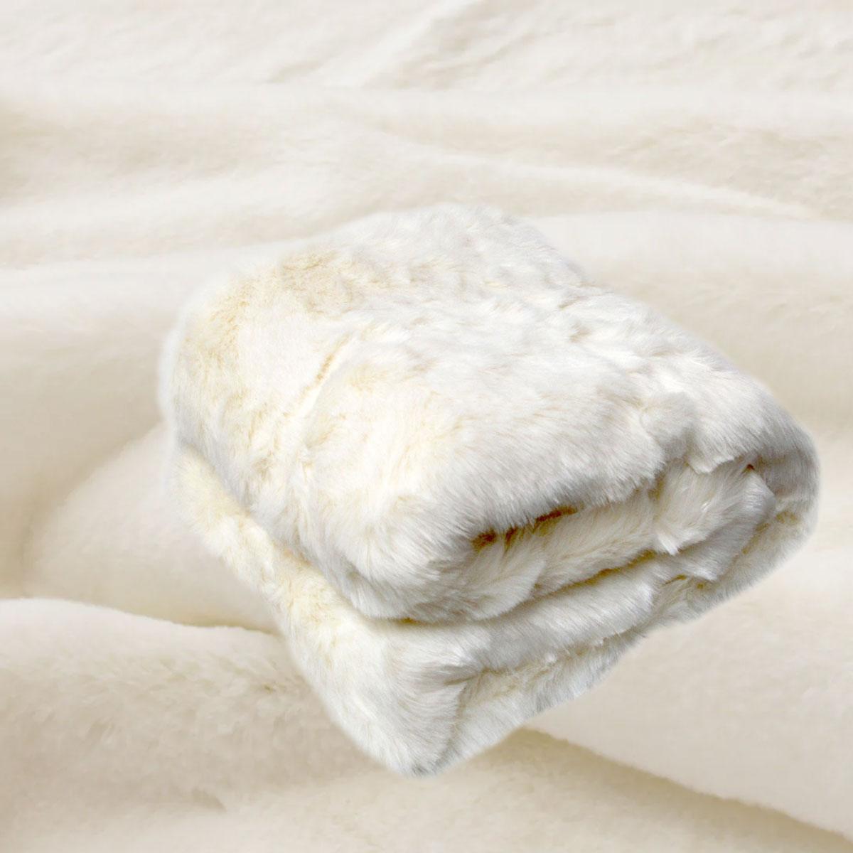 Polar Bear Luxury Faux Fur Throw Rug 127 x 152 cm - Harrogates