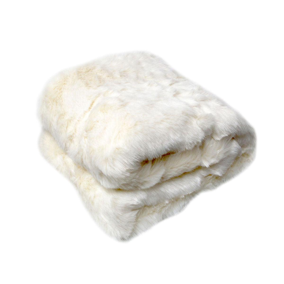 Polar Bear Luxury Faux Fur Throw Rug 127 x 152 cm - Harrogates