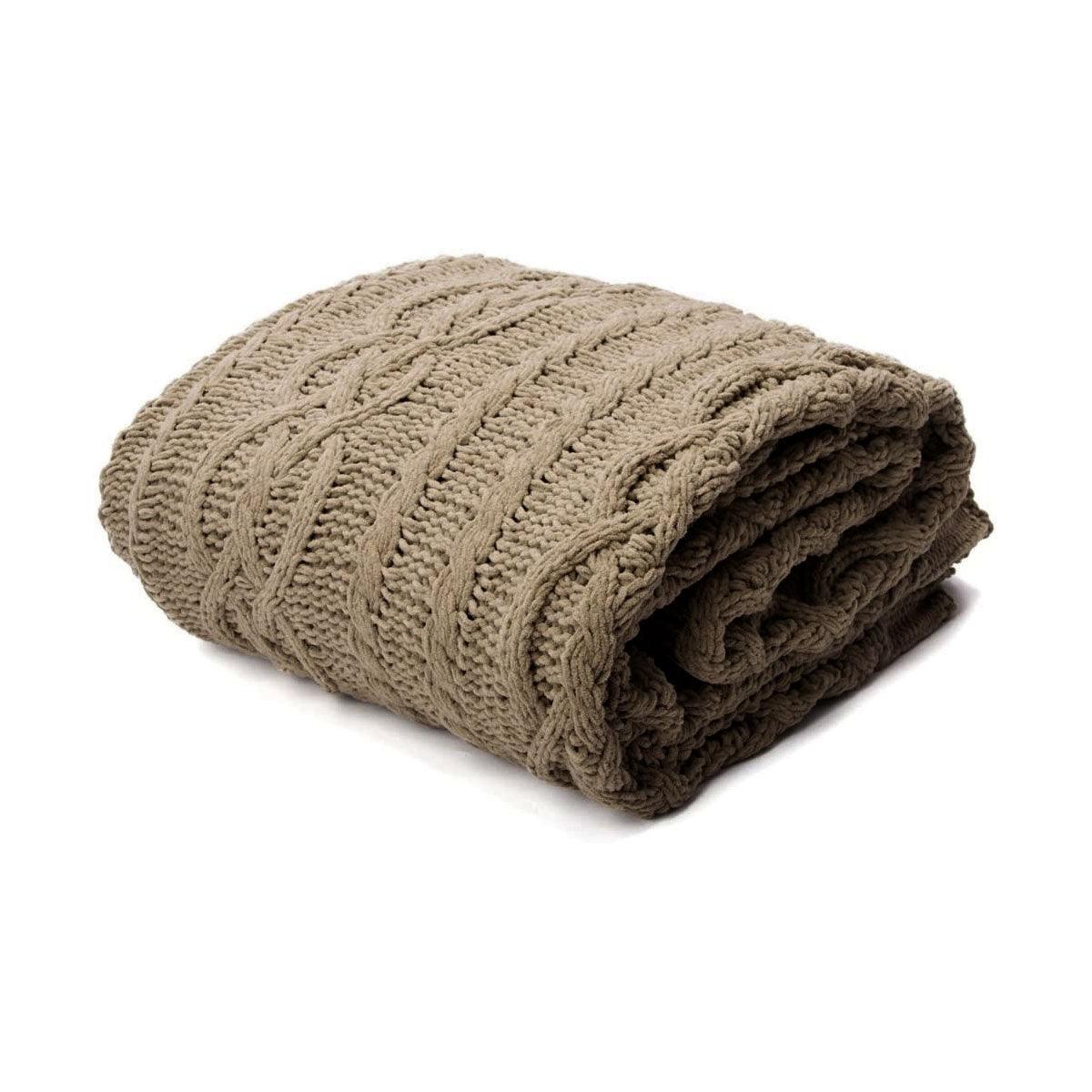 Asher Brown Knitted Throw Rug - Harrogates