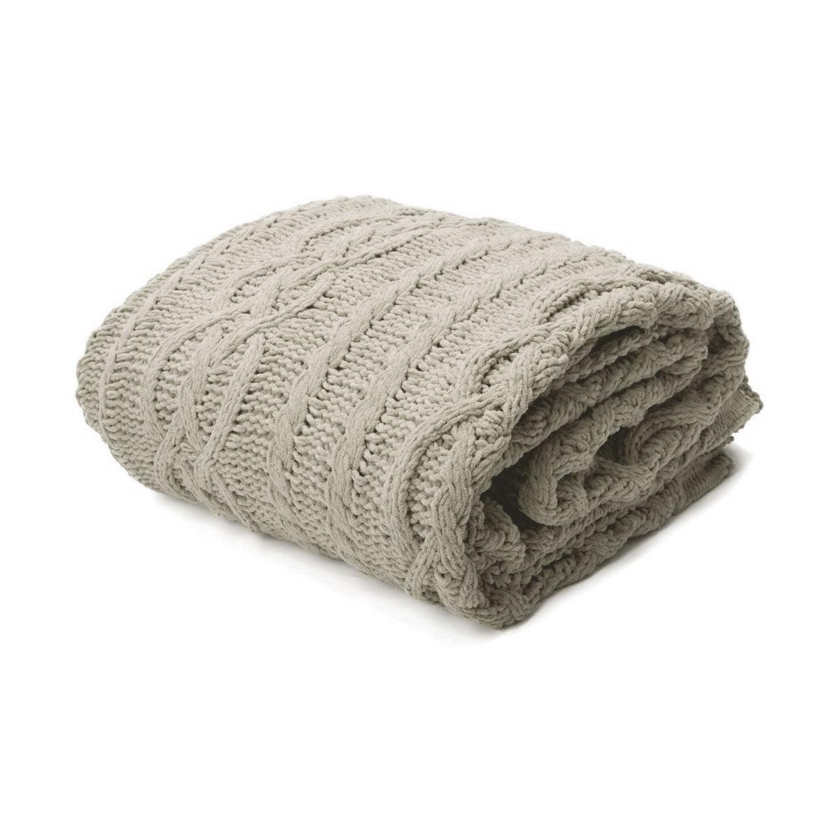 Asher Taupe Knitted Throw Rug - Harrogates