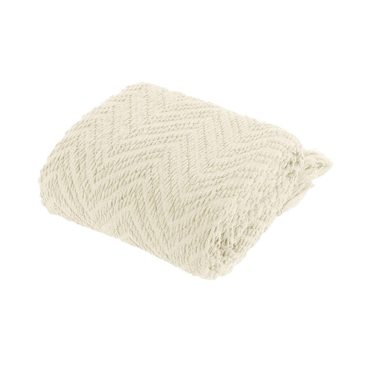 Ezra Cream Knitted Throw Rug - Harrogates