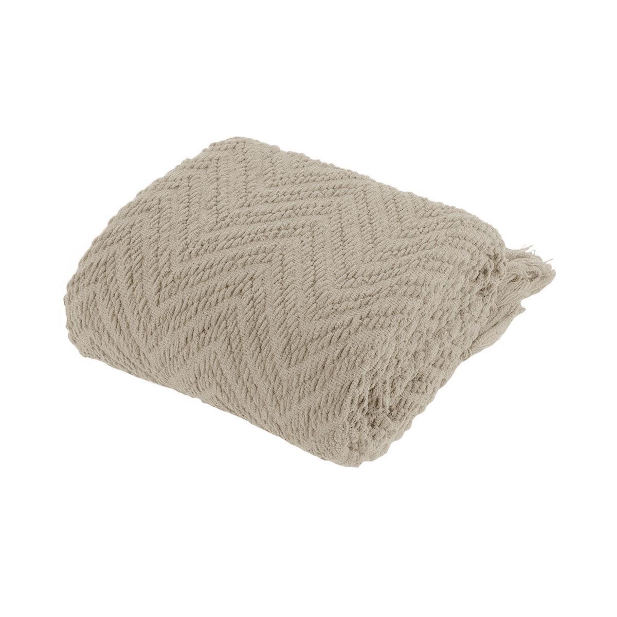 Ezra Taupe Knitted Throw Rug - Harrogates