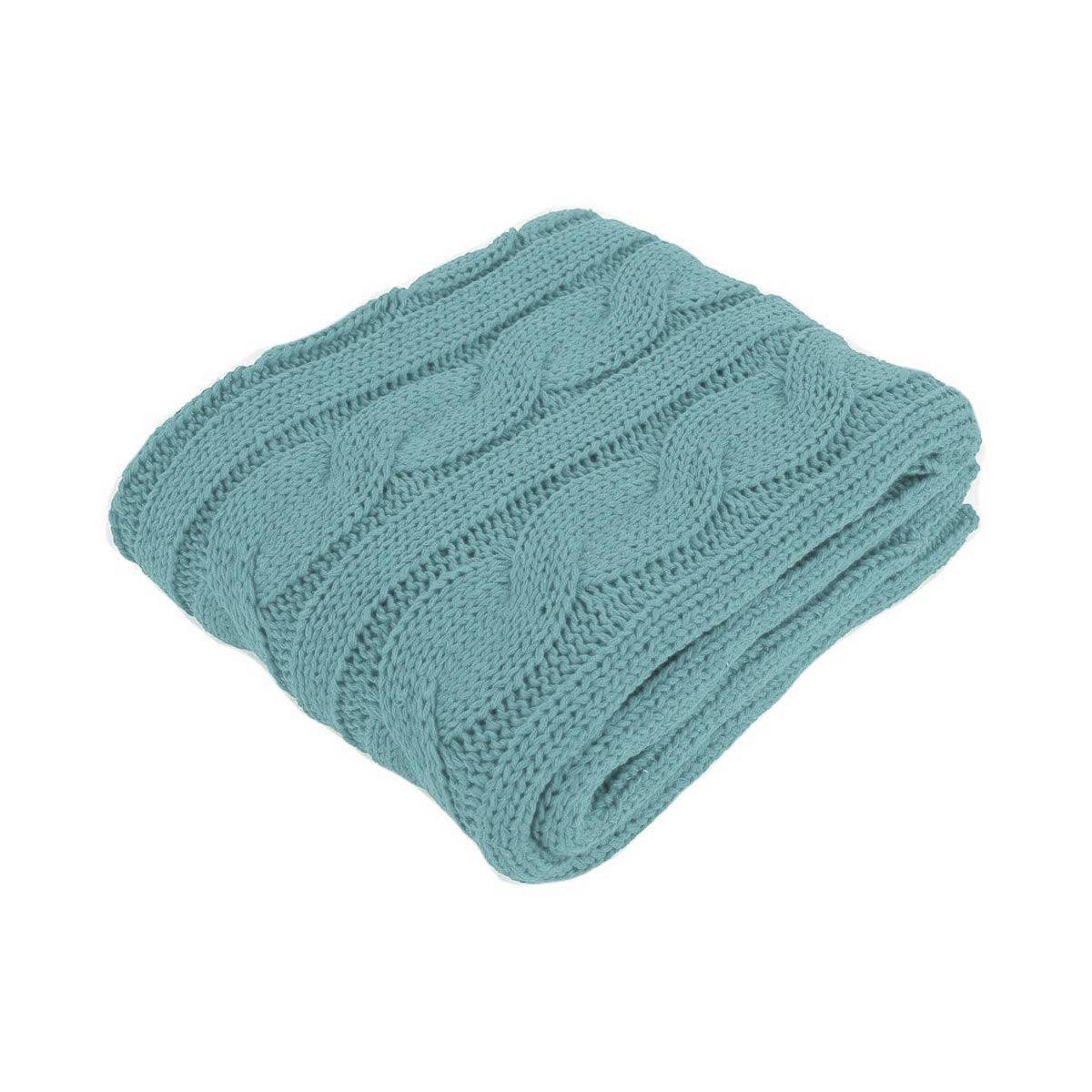 Hudson Dusk Blue Knitted Throw Rug - Harrogates