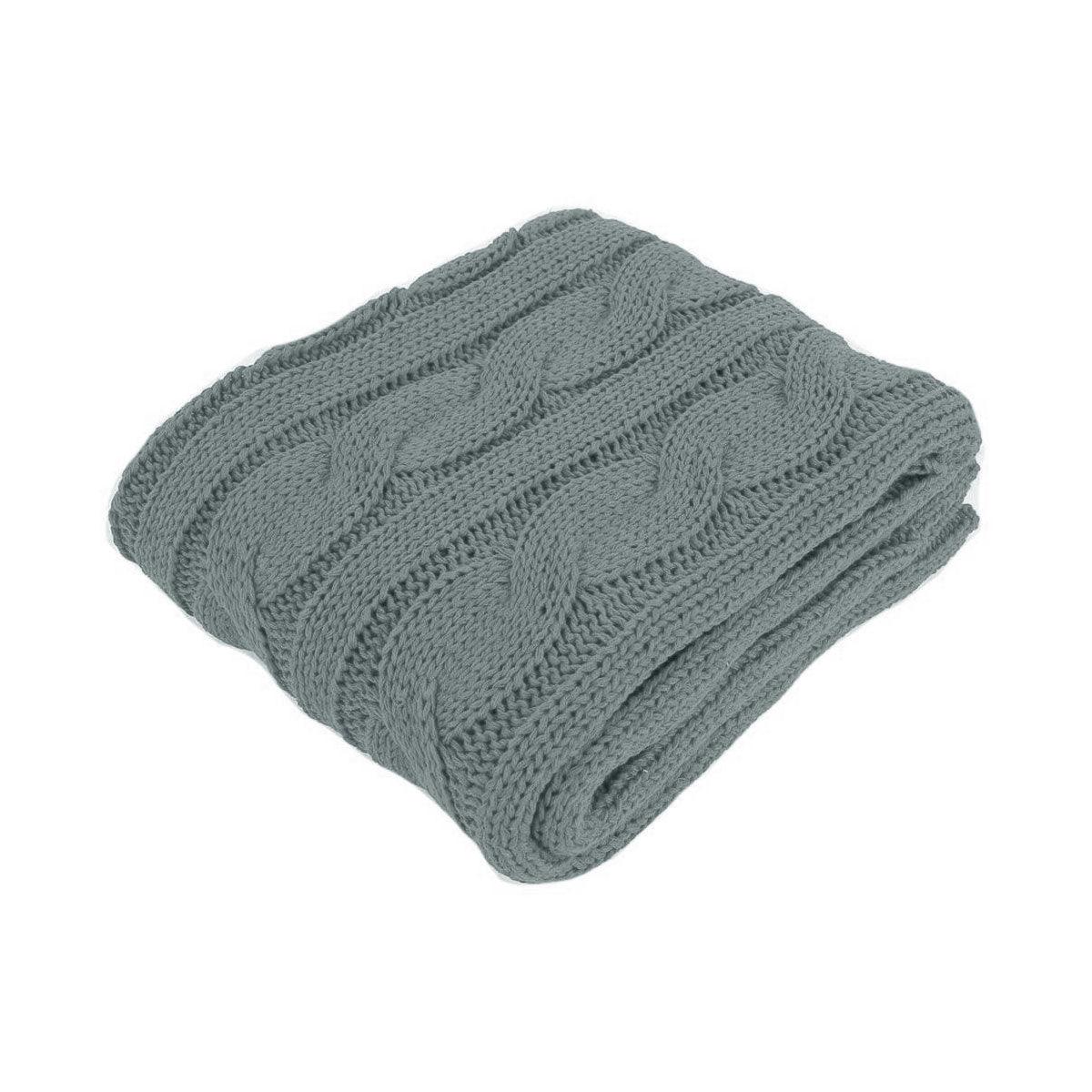 Hudson Grey Knitted Throw Rug - Harrogates
