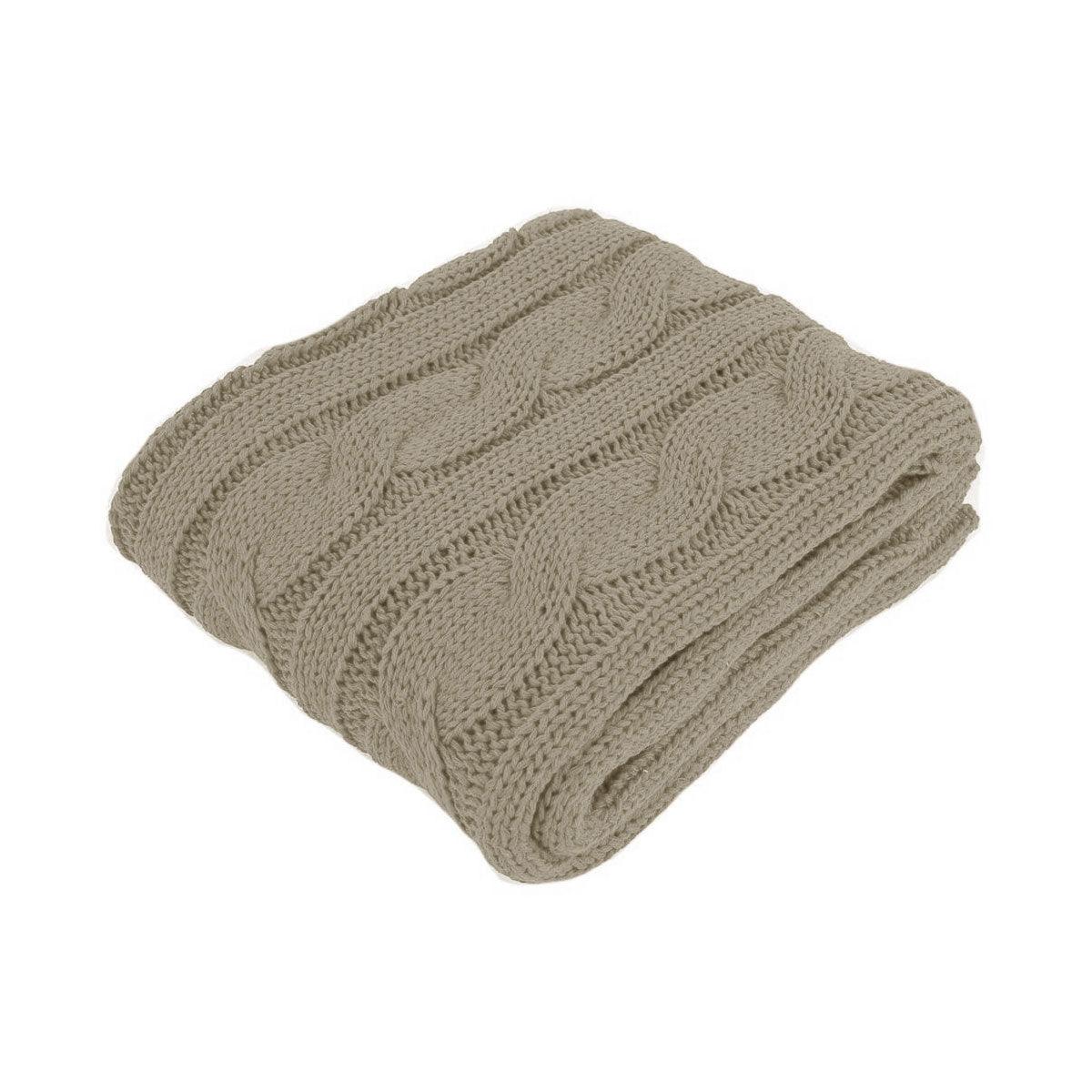 Hudson Latte Knitted Throw Rug - Harrogates
