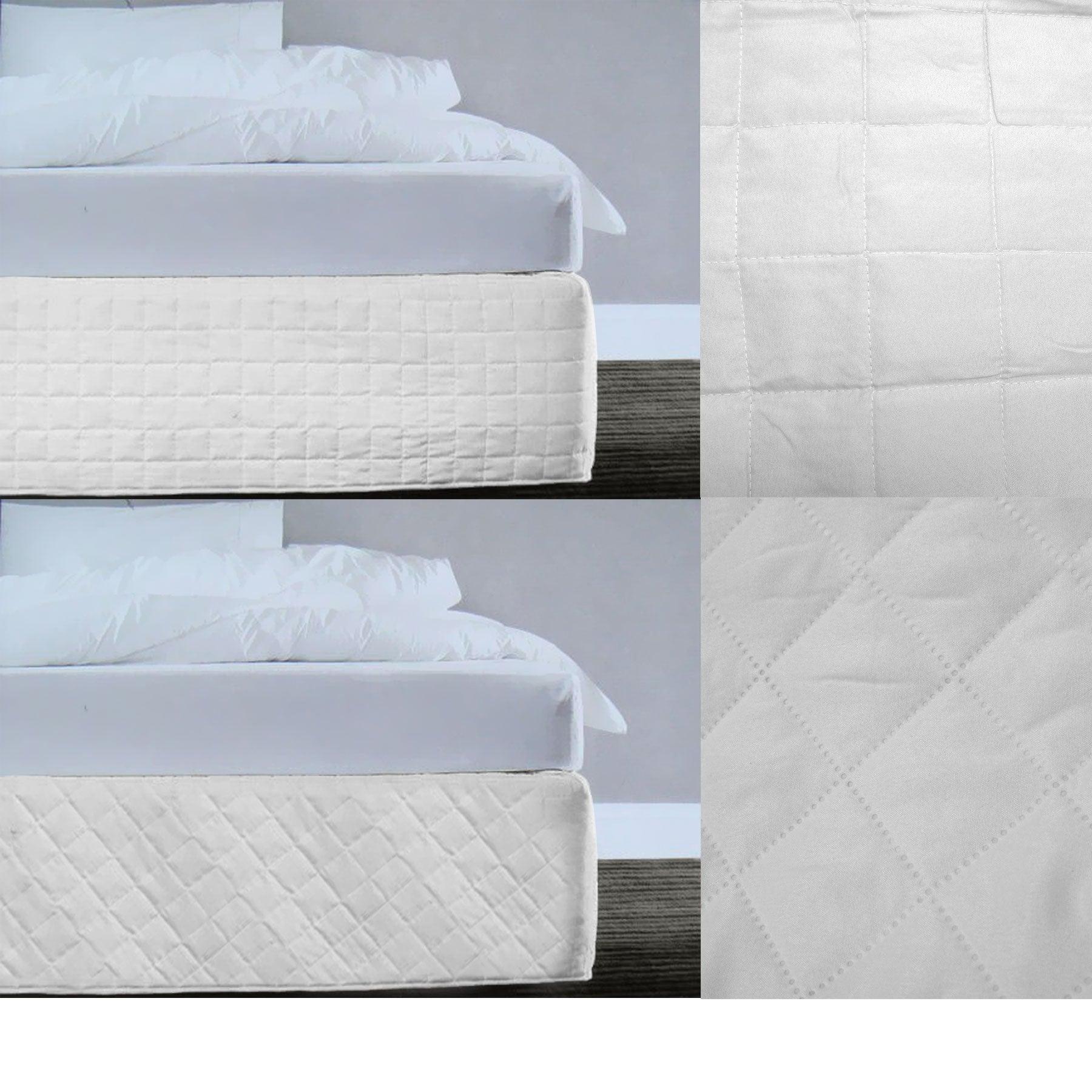 Random Pattern Quilted Valance White Queen - Harrogates