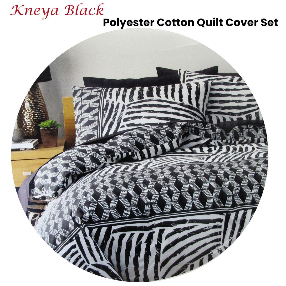 Homeport Kenya Black Printed Geometric Quilt Cover Set Double - Harrogates