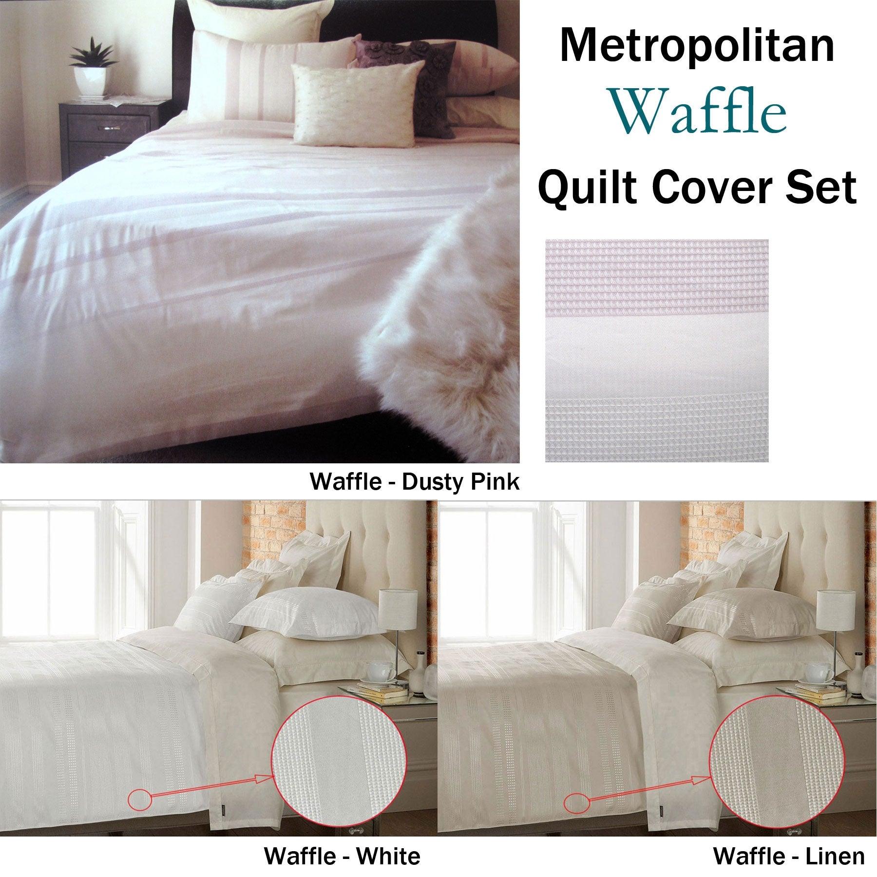 Metropolitan Waffle Quilt Cover Set Pink - QUEEN - Harrogates