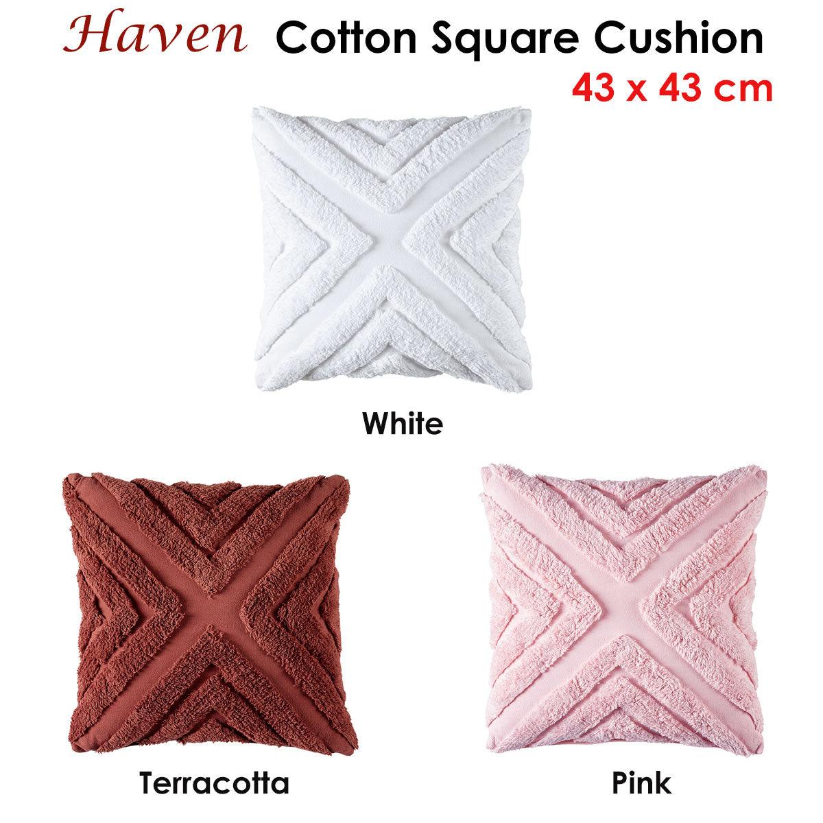 Bianca Haven White Cotton Chenille Square Cushion - Harrogates