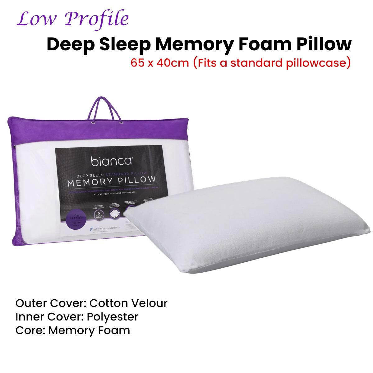 Bianca Memory Foam Low Profile Standard Pillow 65 x 40 cm - Harrogates