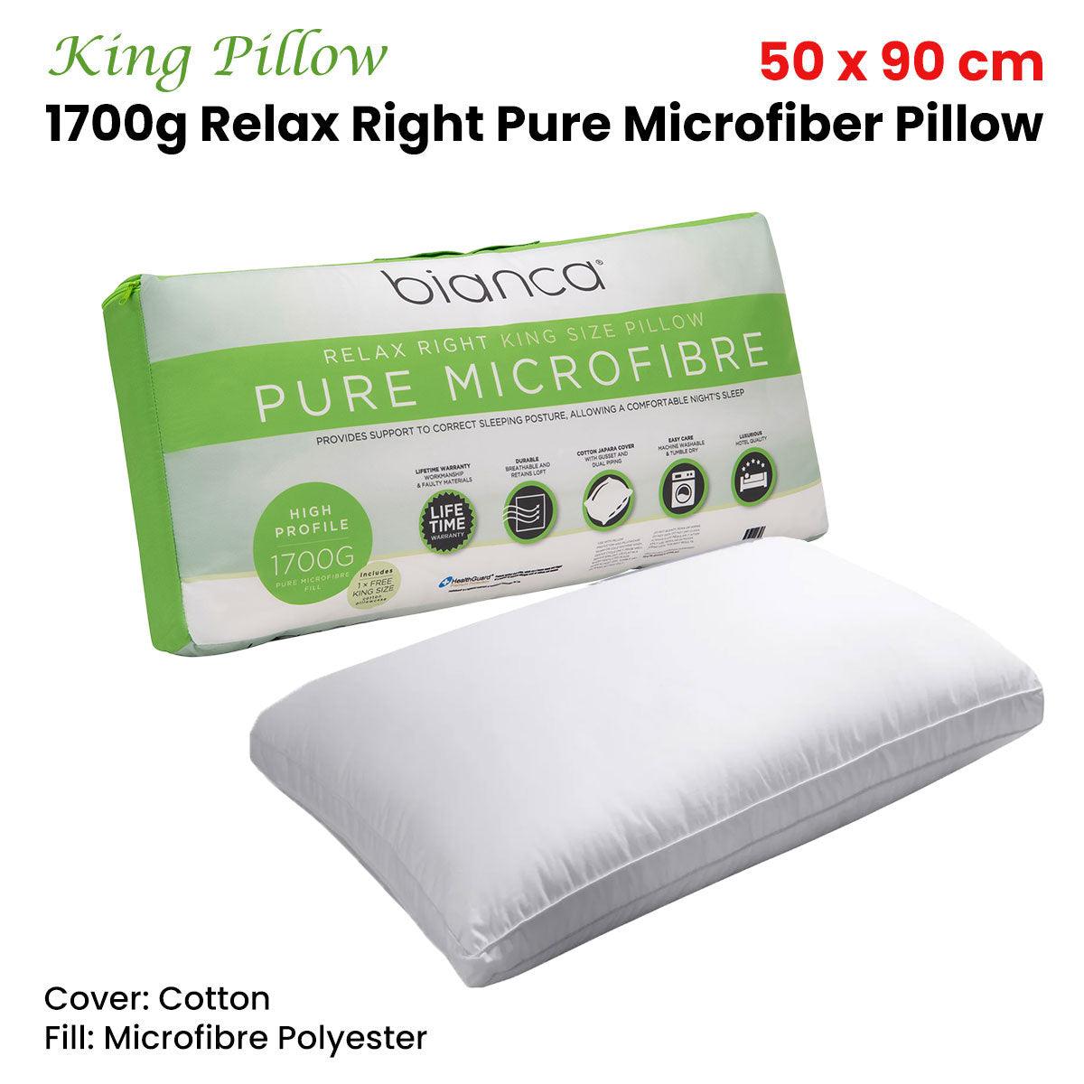 Bianca 1700g Relax Right Pure Microfiber King Pillow 50 x 90cm - Harrogates