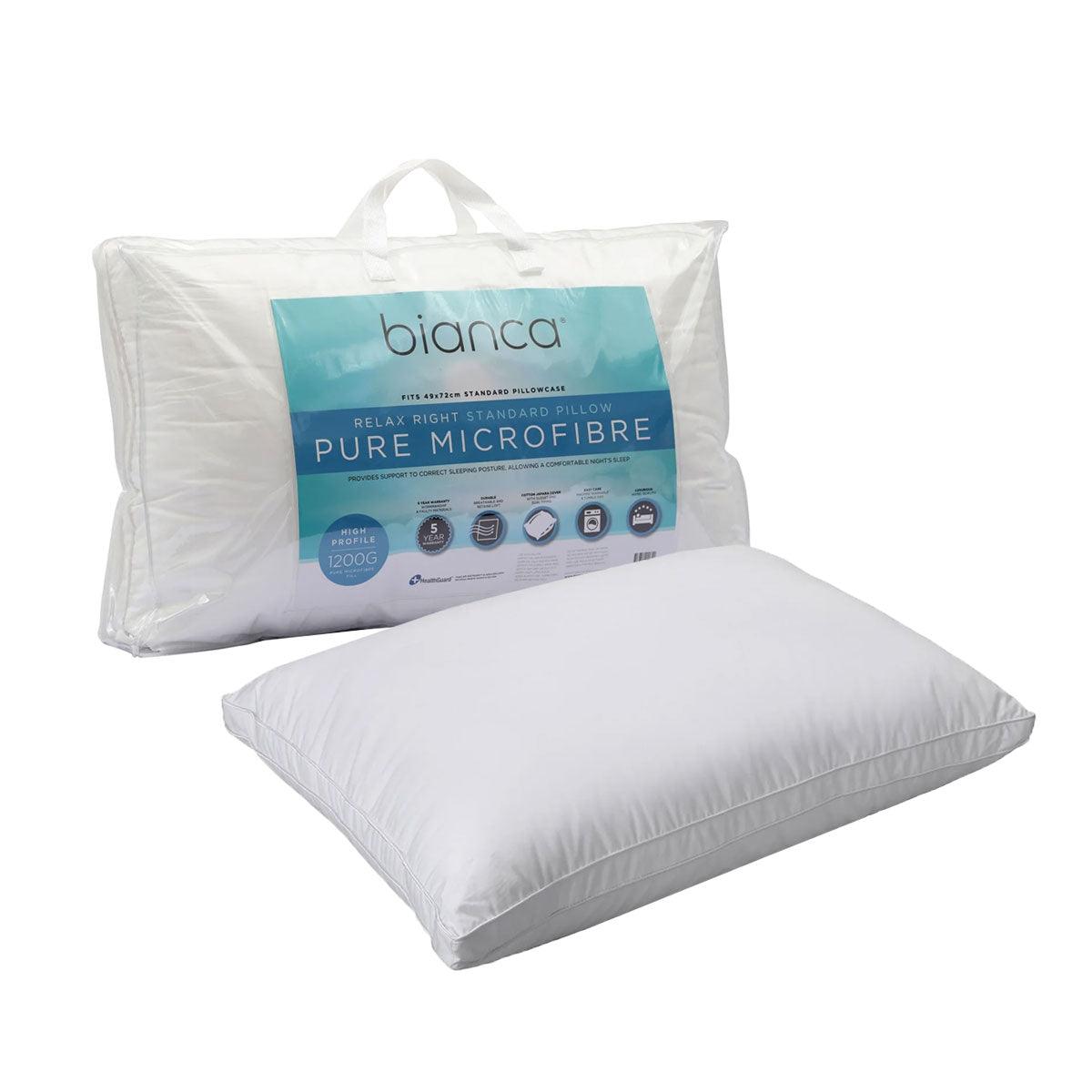 Bianca 1200g Relax Right Pure Microfiber High Profile Standard Pillow 49 x 72cm - Harrogates