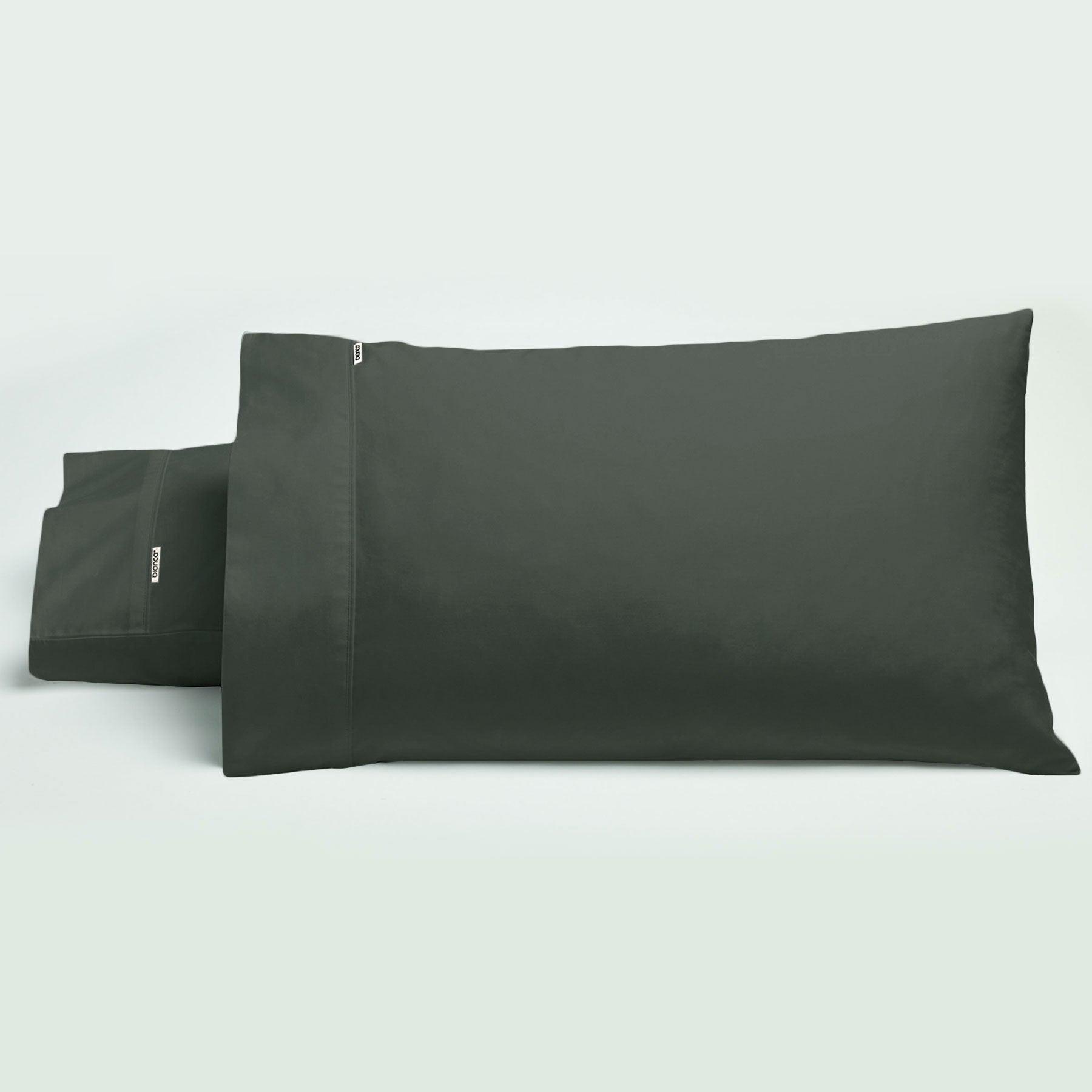 Bianca Pair of 500TC Cotton Sateen Standard Pillowcases Charcoal - Harrogates