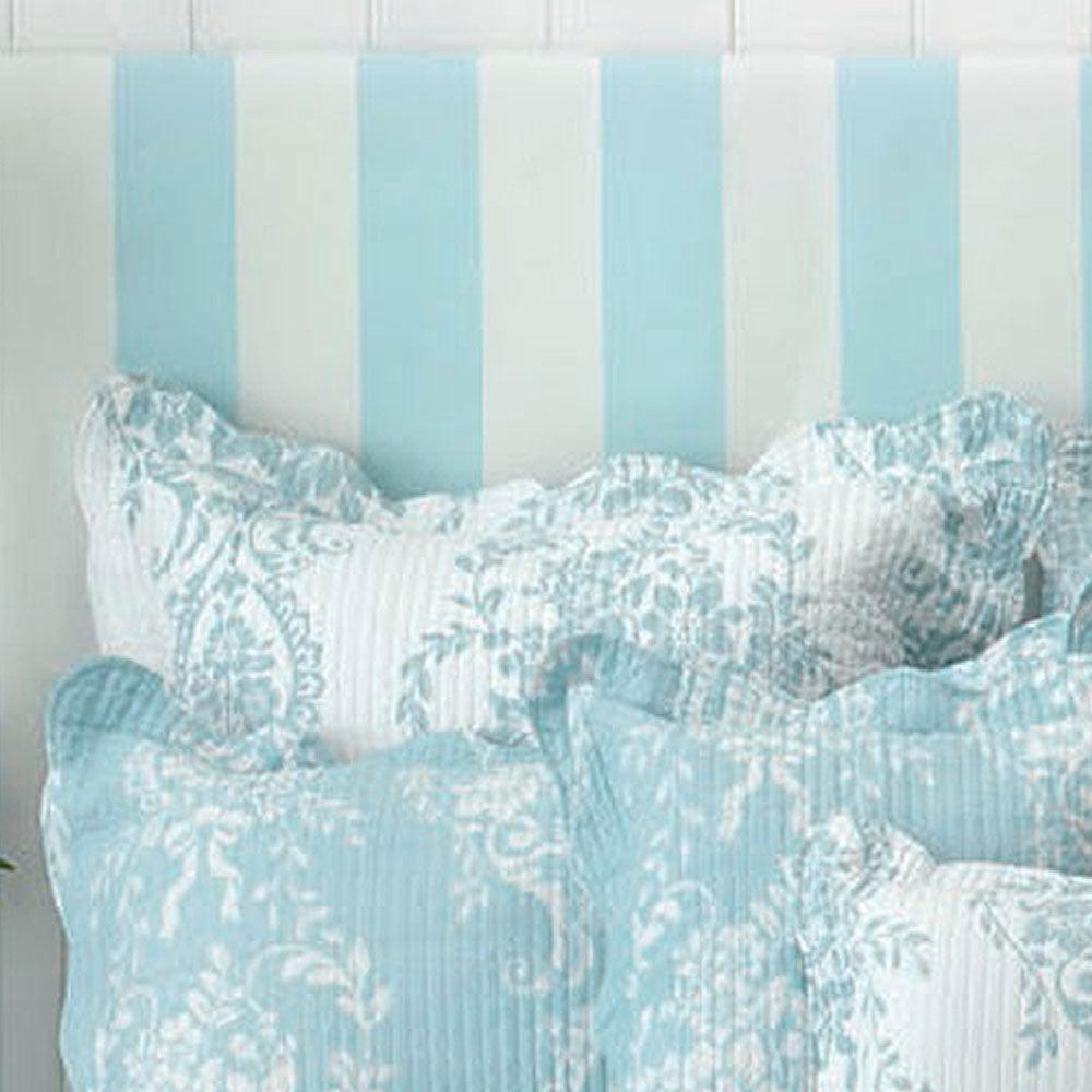 Bianca Florence White Blue Euro Pillowcases in Pair - Harrogates