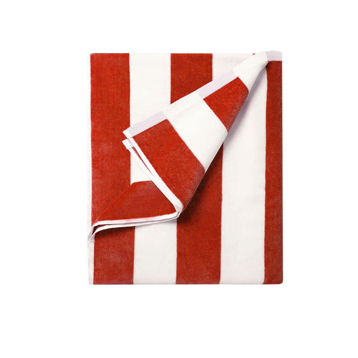 400GSM Cabana Stripe Cotton Polyester Beach Towel Red - Harrogates