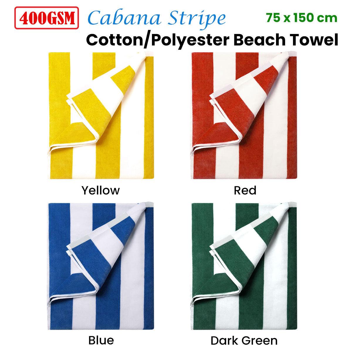 400GSM Cabana Stripe Cotton Polyester Beach Towel Red - Harrogates