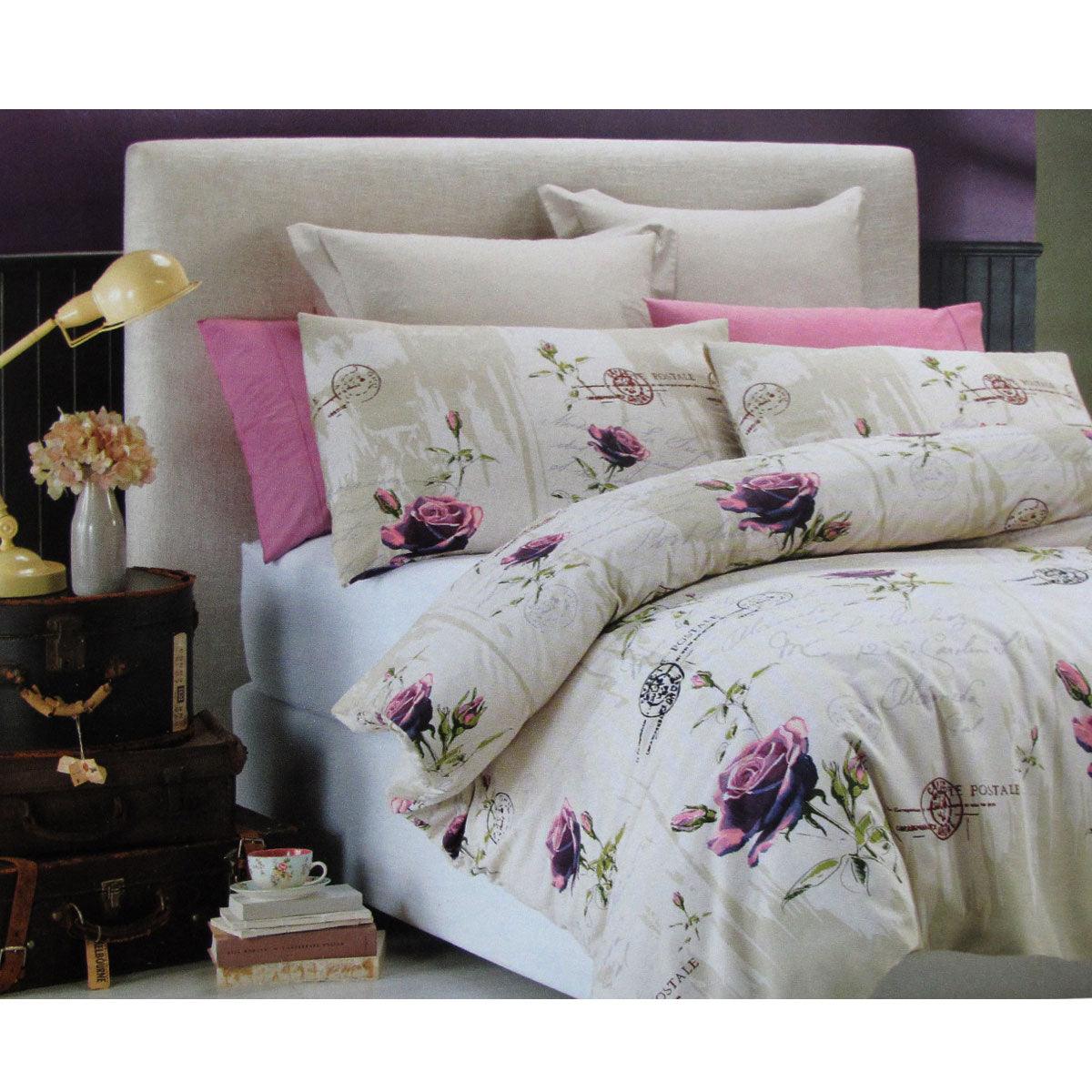Belmondo French Rose Easy Care Quilt Cover Set Queen - Harrogates