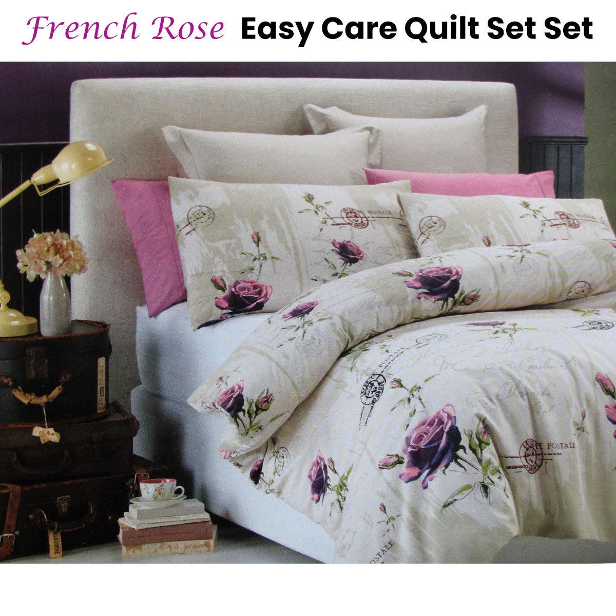 Belmondo French Rose Easy Care Quilt Cover Set Queen - Harrogates