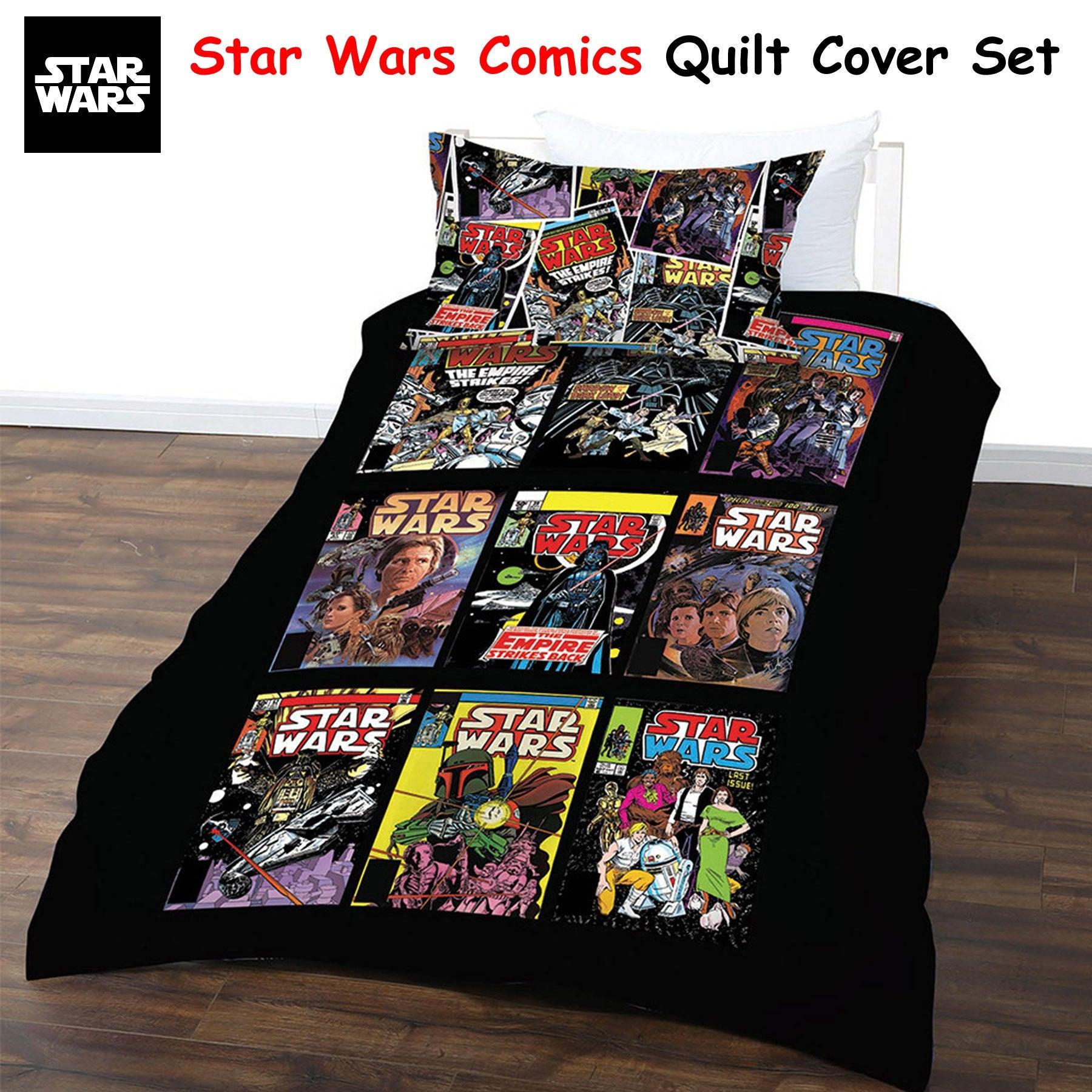 Star Wars Comics Quilt Cover Set Single - Harrogates