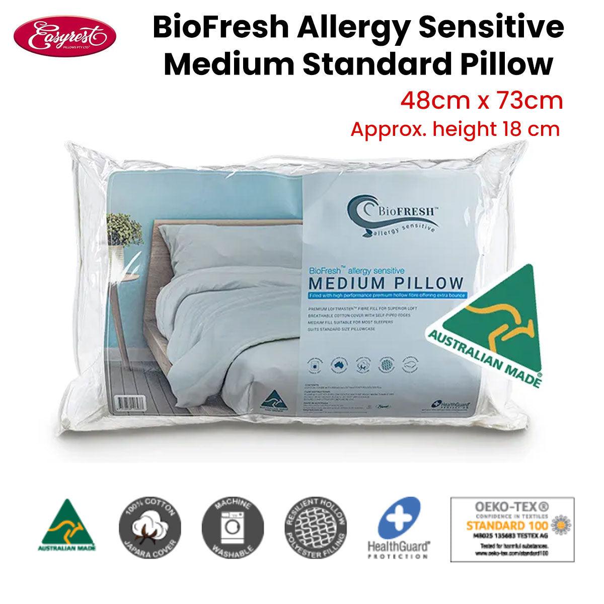 Easyrest BioFresh Allergy Sensitive Medium Standard Pillow 48 x 73 cm - Harrogates