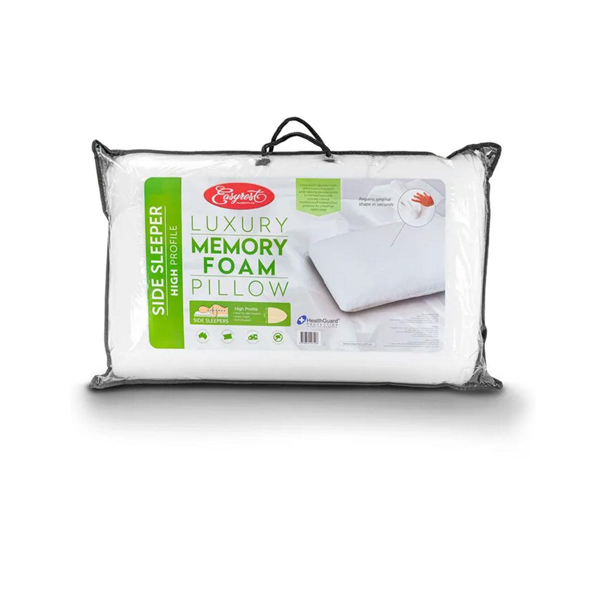 Easyrest Side Sleeper High Profile Luxury Memory Foam Pillow 65 x 40 + 12cm BONUS removable Cover - Harrogates