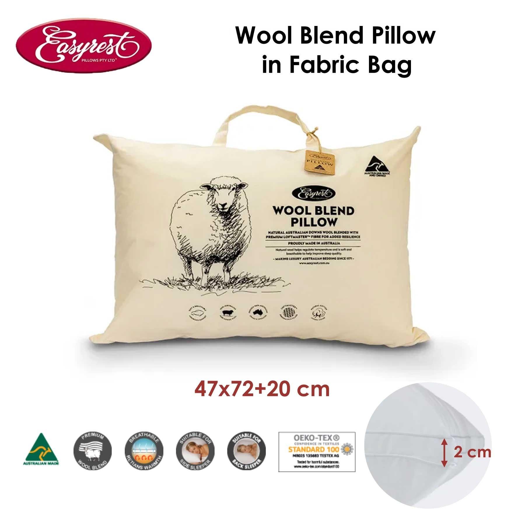 Easyrest Wool Blend Standard Pillow in Fabric Bag 47 x 72 + 20 cm - Harrogates